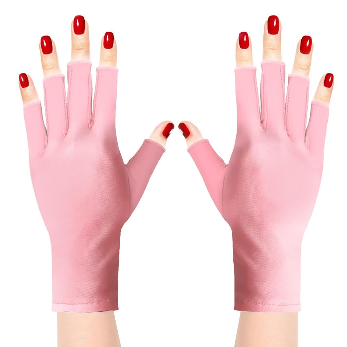 MAYCREATE Anti UV Gloves for Gel Nail Lamp, Professional UV Protection Gloves for Manicures, UPF 50+ Stretchy Women Fingerless Nail Dryer UV Gloves for Nails - Pink MAYCREATE Anti UV Gloves for Gel Nail Lamp, Professional UV Protection Gloves for Manicures, UPF 50+ Stretchy Women Fingerless Nail Dryer UV Gloves for Nails - Pink